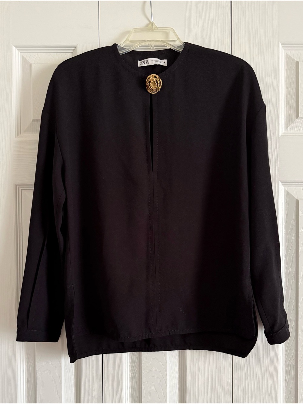 Zara Black Jacket with Ornate Gold Medallion Button